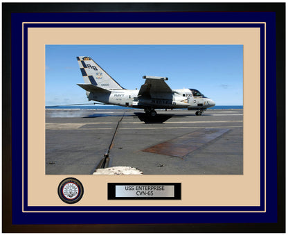 USS ENTERPRISE CVN-65 Framed Navy Ship Photo Blue