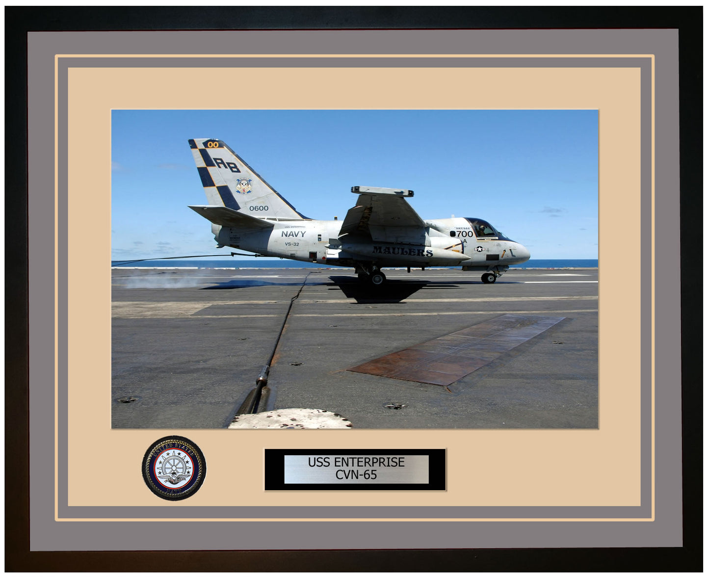 USS ENTERPRISE CVN-65 Framed Navy Ship Photo Grey