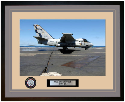USS ENTERPRISE CVN-65 Framed Navy Ship Photo Grey