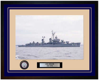 USS BACHE DD-470 Framed Navy Ship Photo Blue