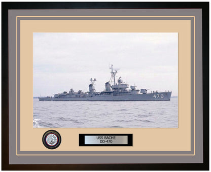 USS BACHE DD-470 Framed Navy Ship Photo Grey