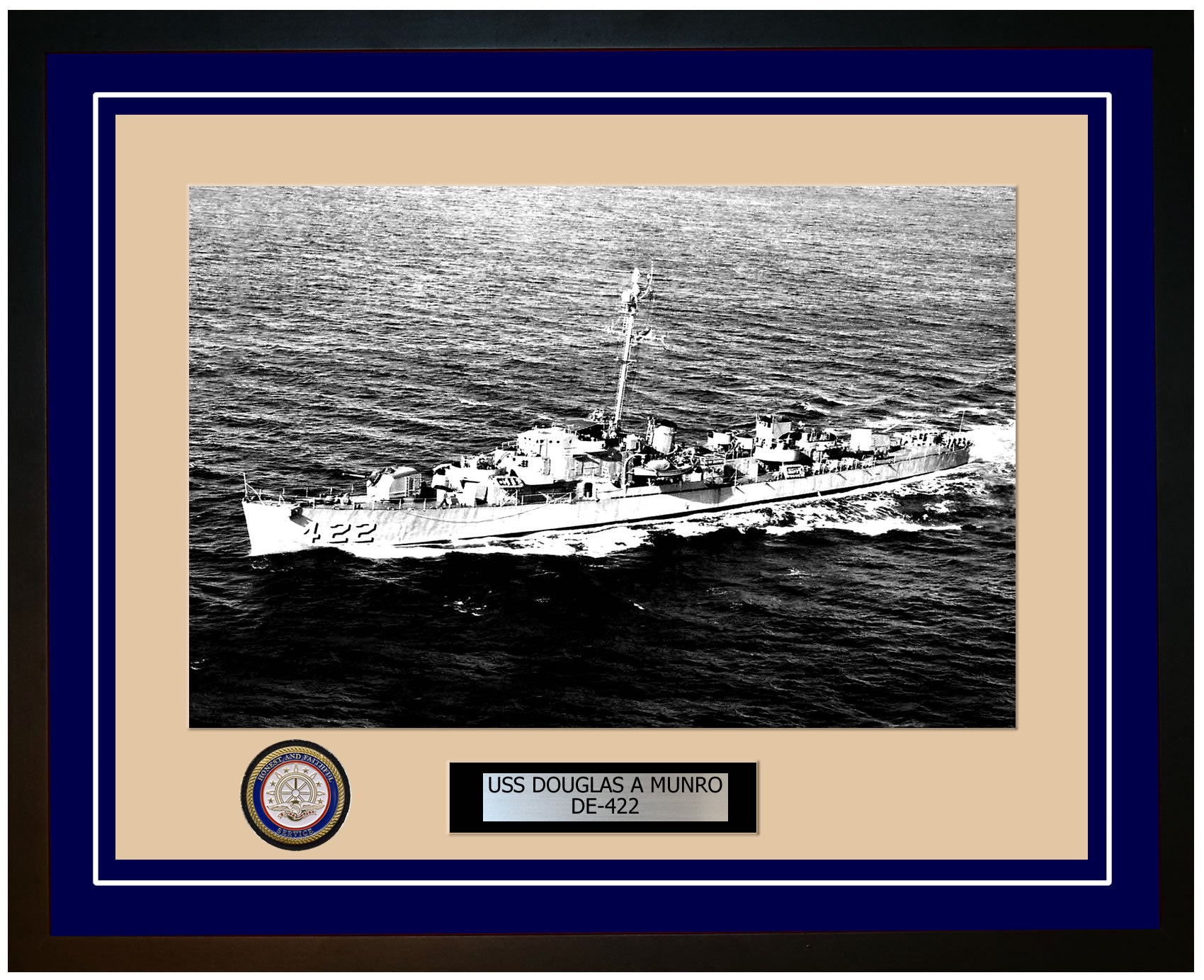 USS Douglas A Munro DE-422 Framed Navy Ship Photo Blue