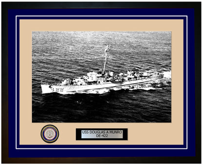 USS Douglas A Munro DE-422 Framed Navy Ship Photo Blue