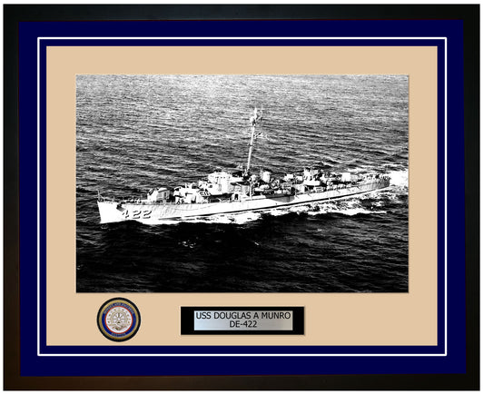 USS Douglas A Munro DE-422 Framed Navy Ship Photo Blue