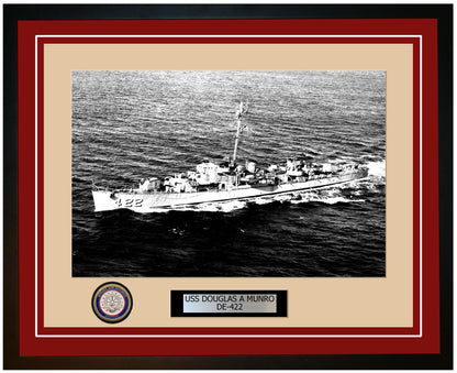 USS Douglas A Munro DE-422 Framed Navy Ship Photo Burgundy