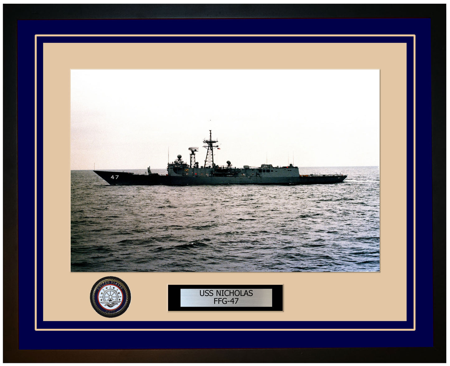 USS NICHOLAS FFG-47 Framed Navy Ship Photo Blue