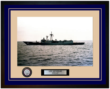 USS NICHOLAS FFG-47 Framed Navy Ship Photo Blue