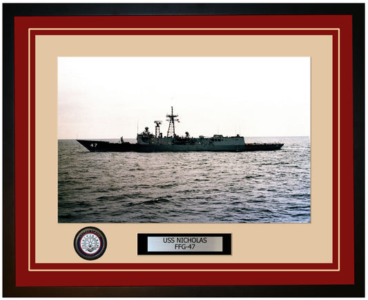 USS NICHOLAS FFG-47 Framed Navy Ship Photo Burgundy