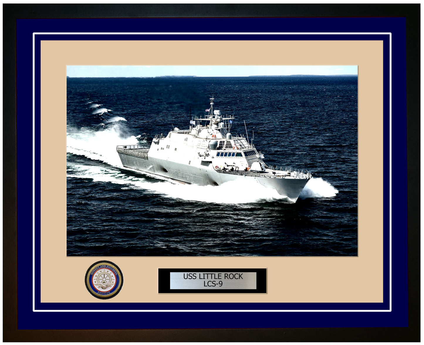 USS Little Rock LCS-9 Framed Navy Ship Photo Blue