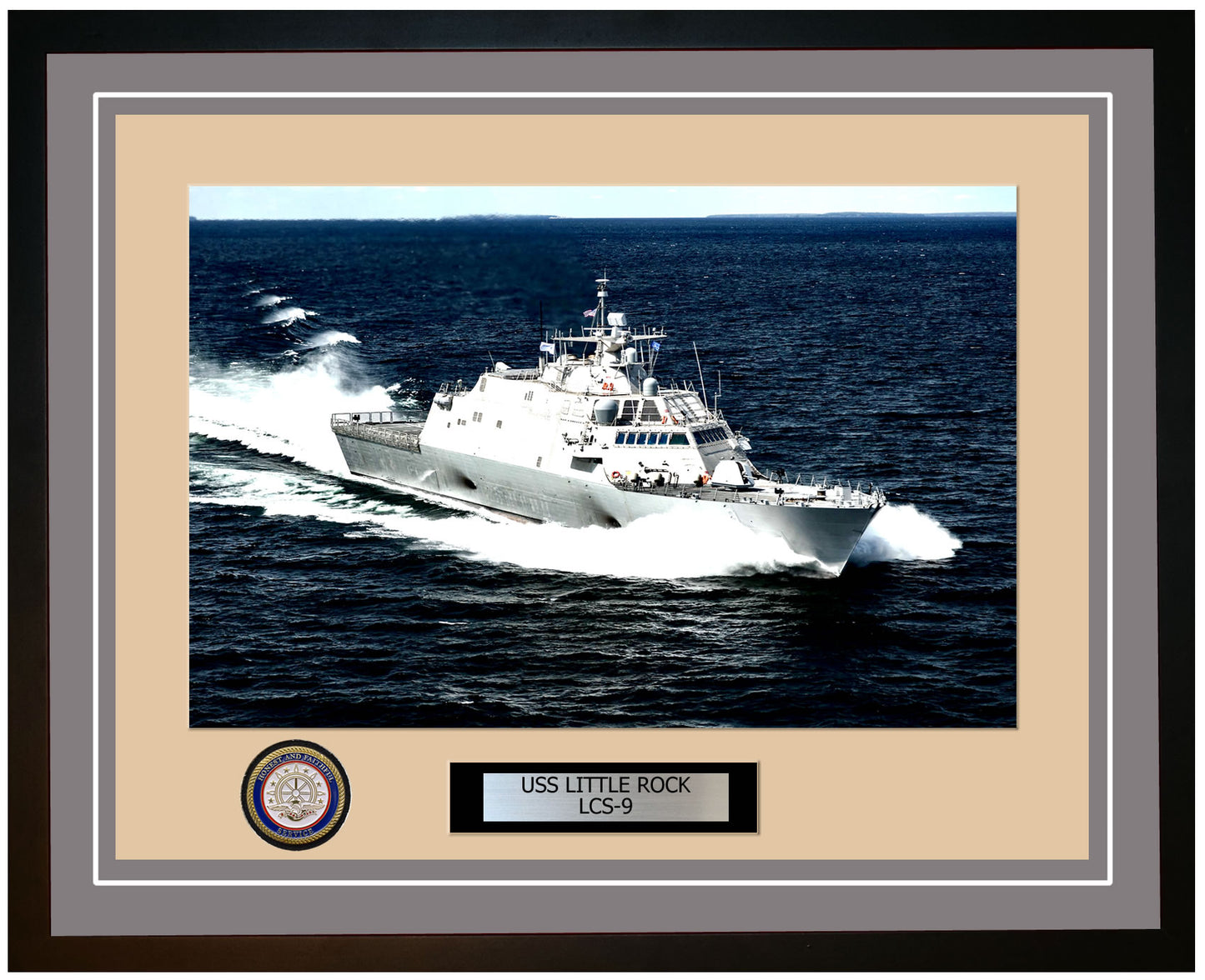 USS Little Rock LCS-9 Framed Navy Ship Photo Grey