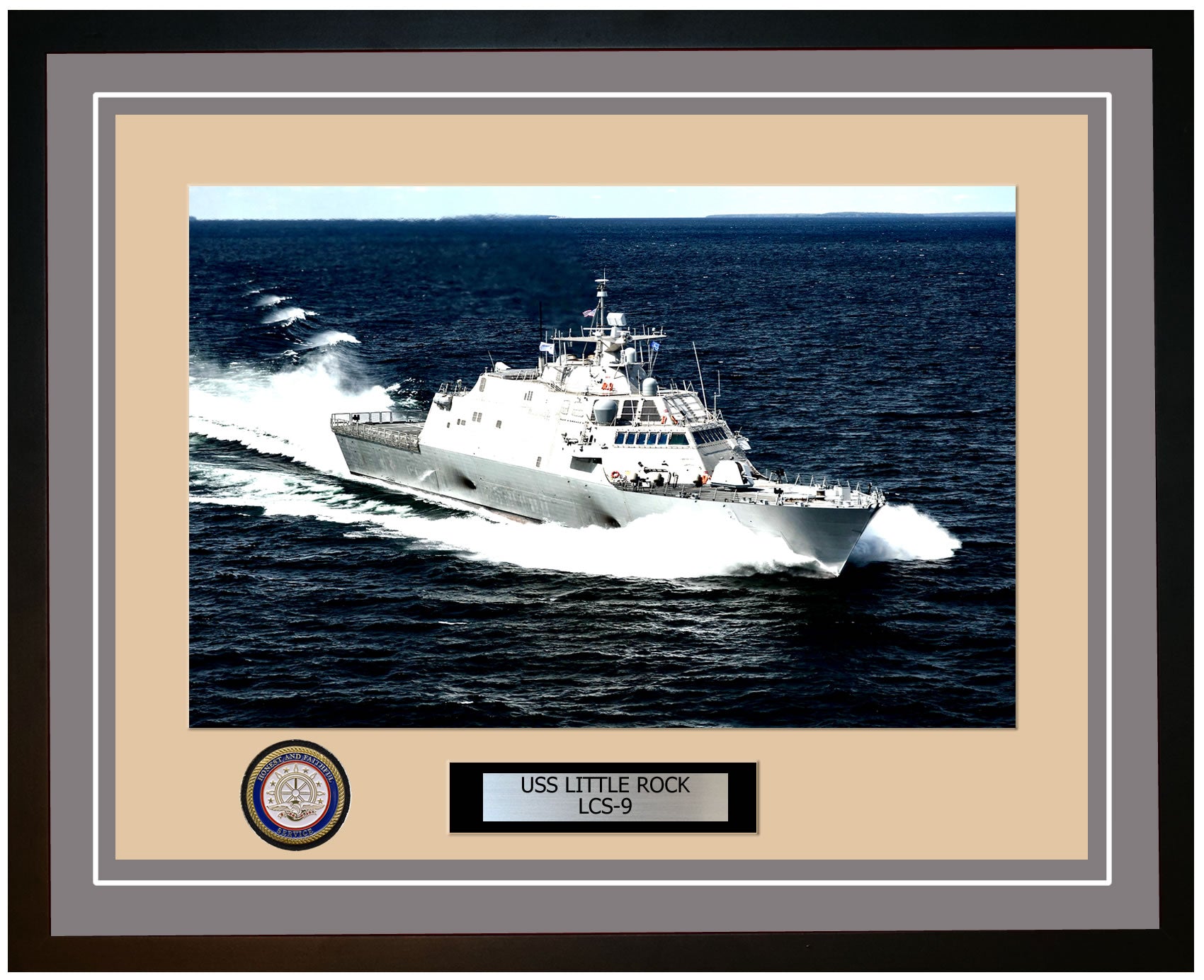USS Little Rock LCS-9 Framed Navy Ship Photo Grey