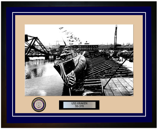 USS Kraken SS-370 Framed Navy Ship Photo Blue