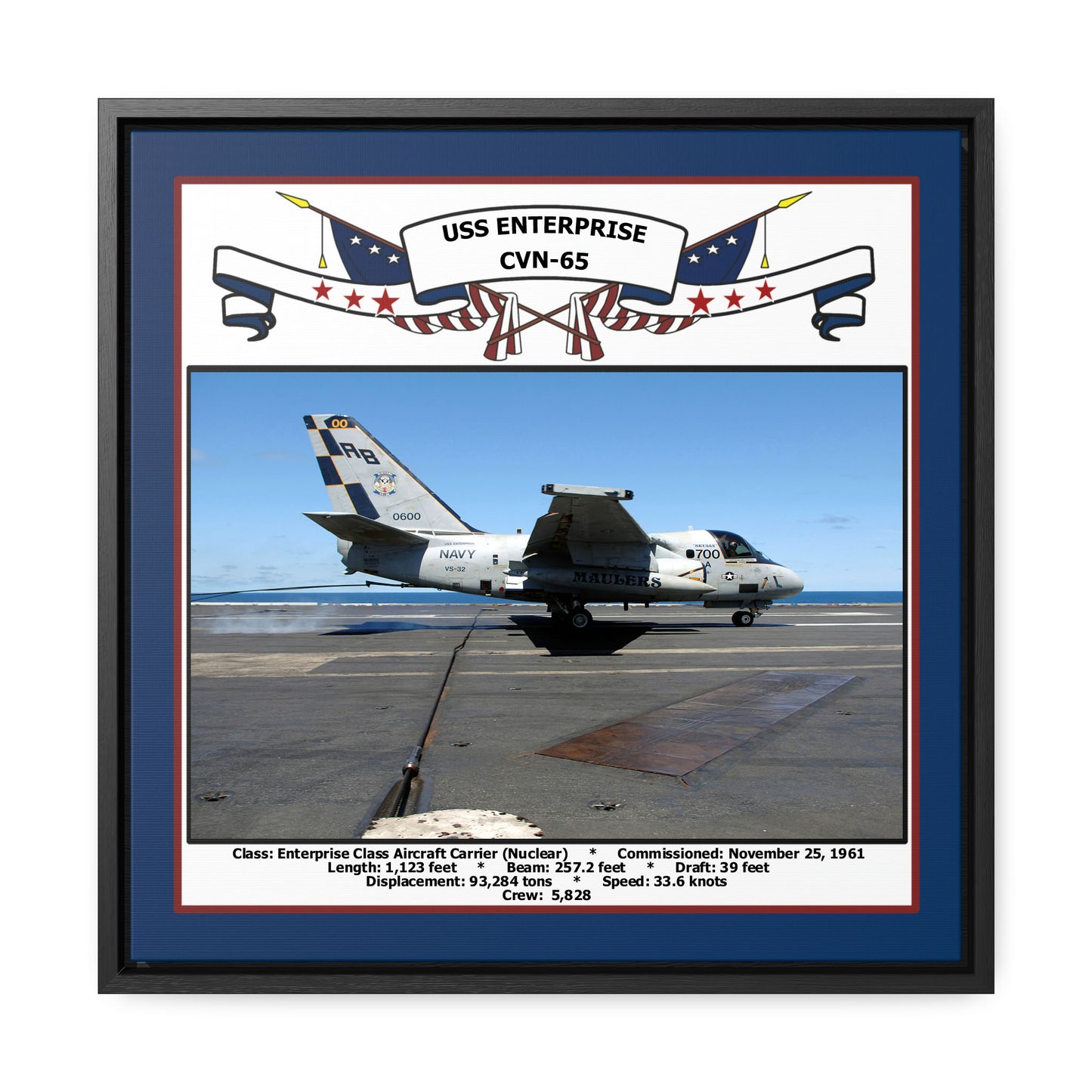 USS Enterprise CVN-65 Navy Floating Frame Photo Front View