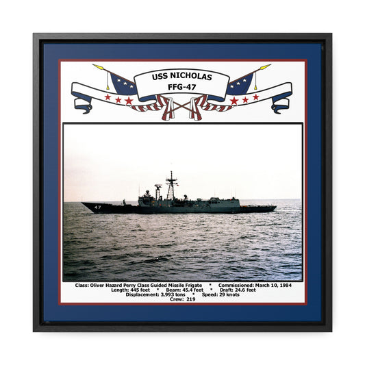 USS Nicholas FFG-47 Navy Floating Frame Photo Front View
