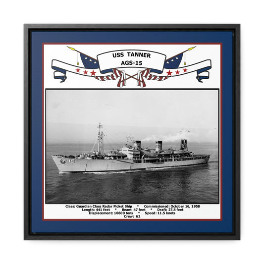 USS Tanner AGS-15 Navy Floating Frame Photo Front View