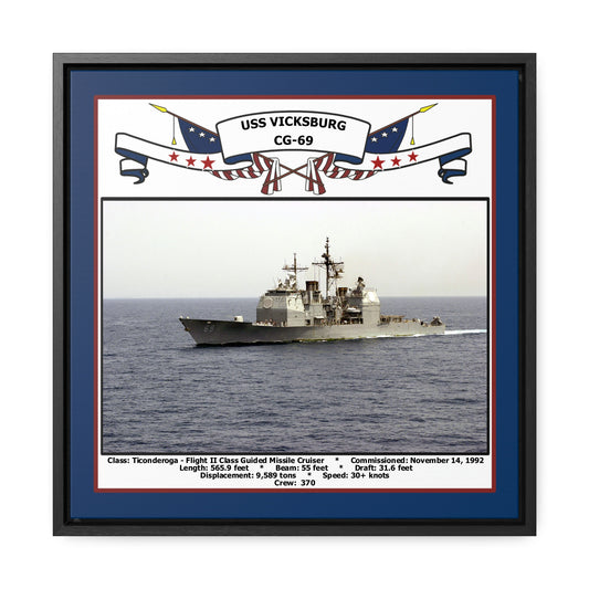 USS Vicksburg CG-69 Navy Floating Frame Photo Front View