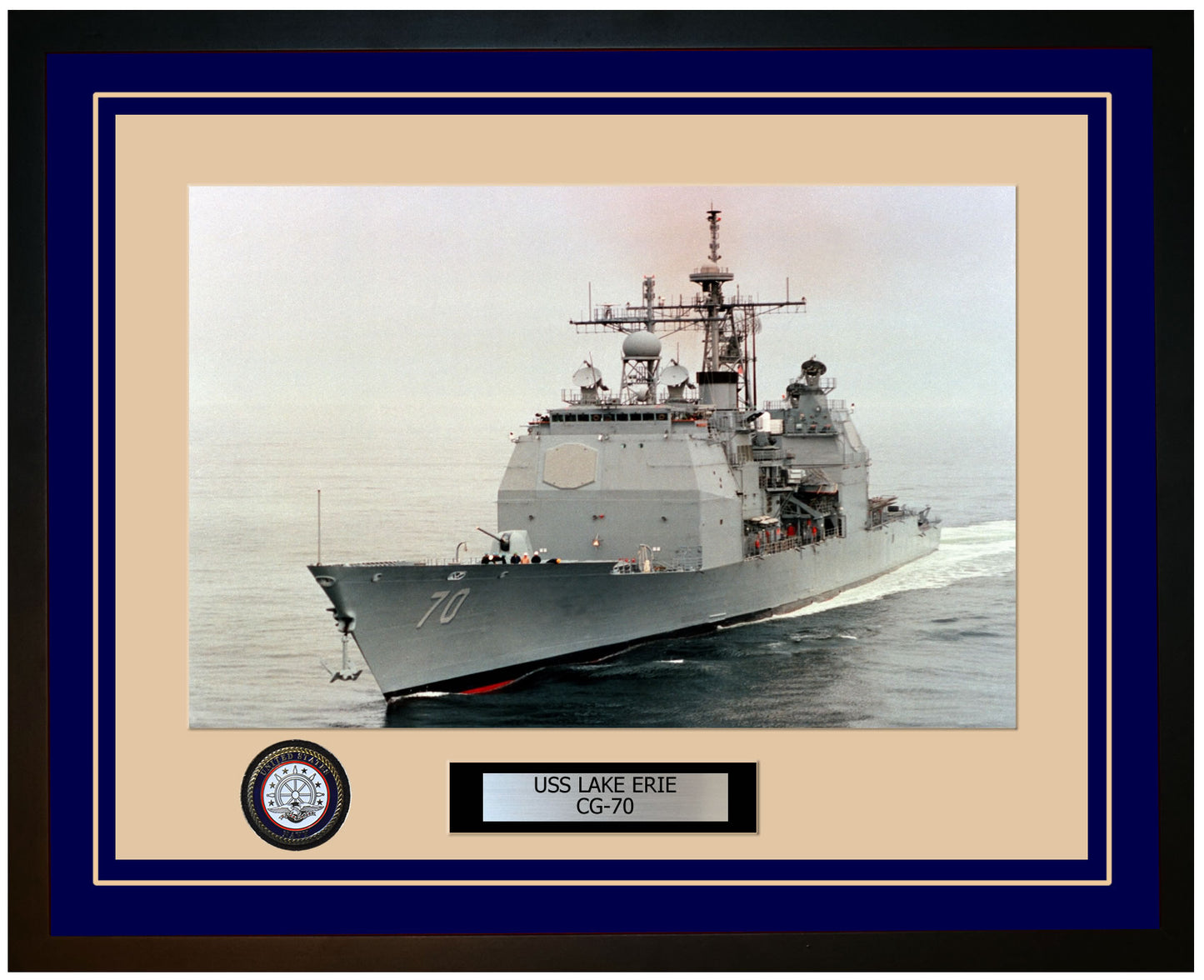 USS LAKE ERIE CG-70 Framed Navy Ship Photo Blue