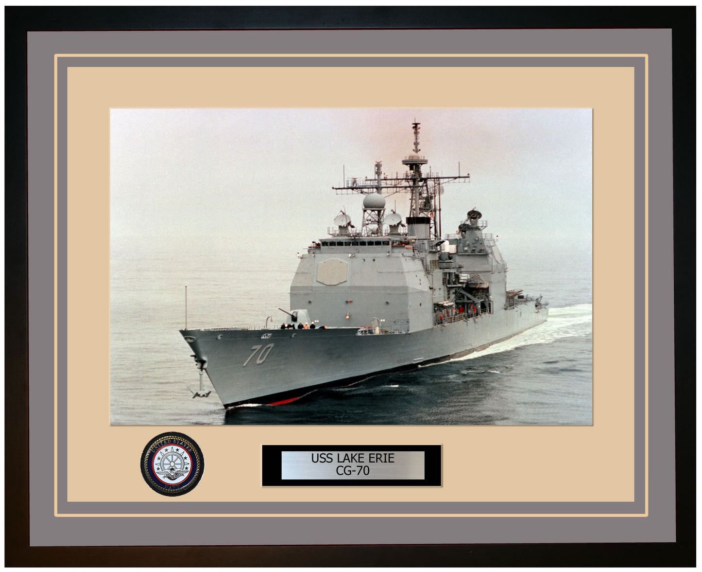 USS LAKE ERIE CG-70 Framed Navy Ship Photo Grey