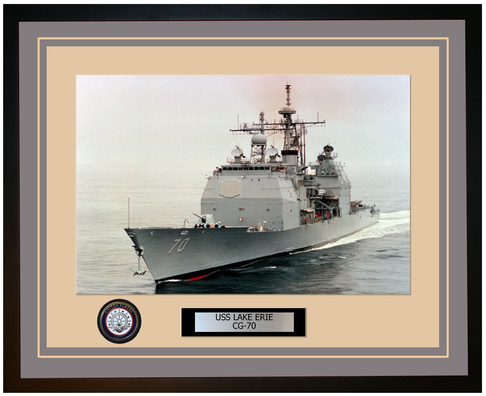 USS LAKE ERIE CG-70 Framed Navy Ship Photo Grey