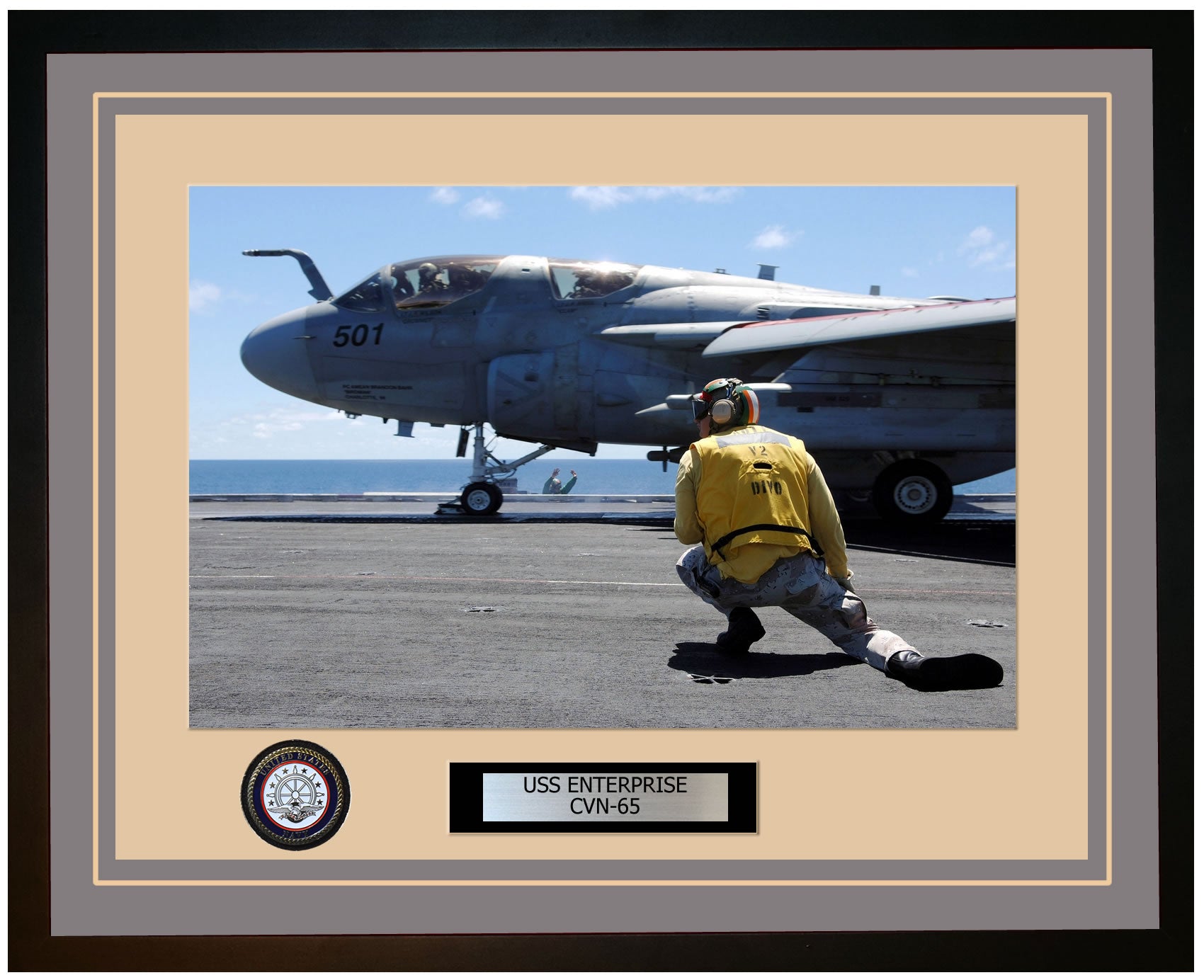 USS ENTERPRISE CVN-65 Framed Navy Ship Photo Grey