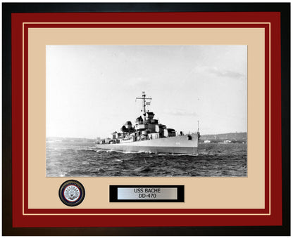 USS BACHE DD-470 Framed Navy Ship Photo Burgundy