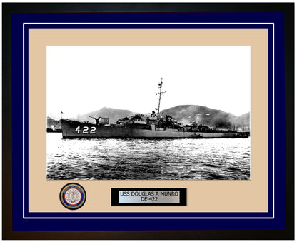USS Douglas A Munro DE-422 Framed Navy Ship Photo Blue