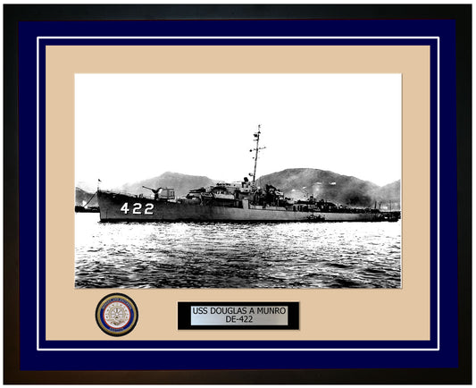 USS Douglas A Munro DE-422 Framed Navy Ship Photo Blue