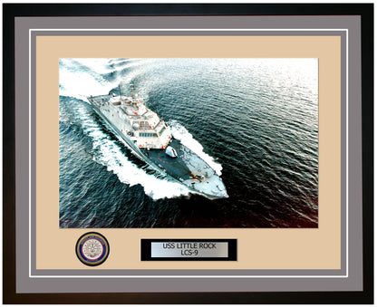 USS Little Rock LCS-9 Framed Navy Ship Photo Grey