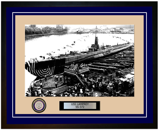 USS Lamprey SS-372 Framed Navy Ship Photo Blue