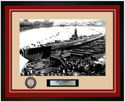 USS Lamprey SS-372 Framed Navy Ship Photo Burgundy
