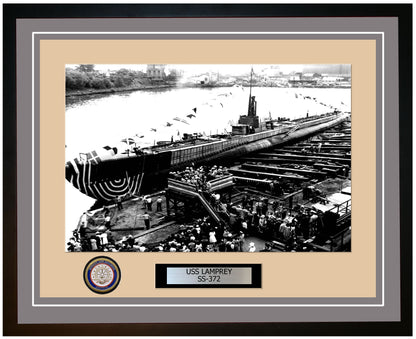 USS Lamprey SS-372 Framed Navy Ship Photo Grey