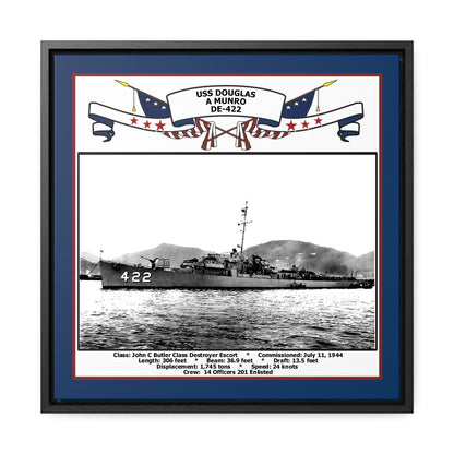 USS Douglas A Munro DE-422 Navy Floating Frame Photo Front View