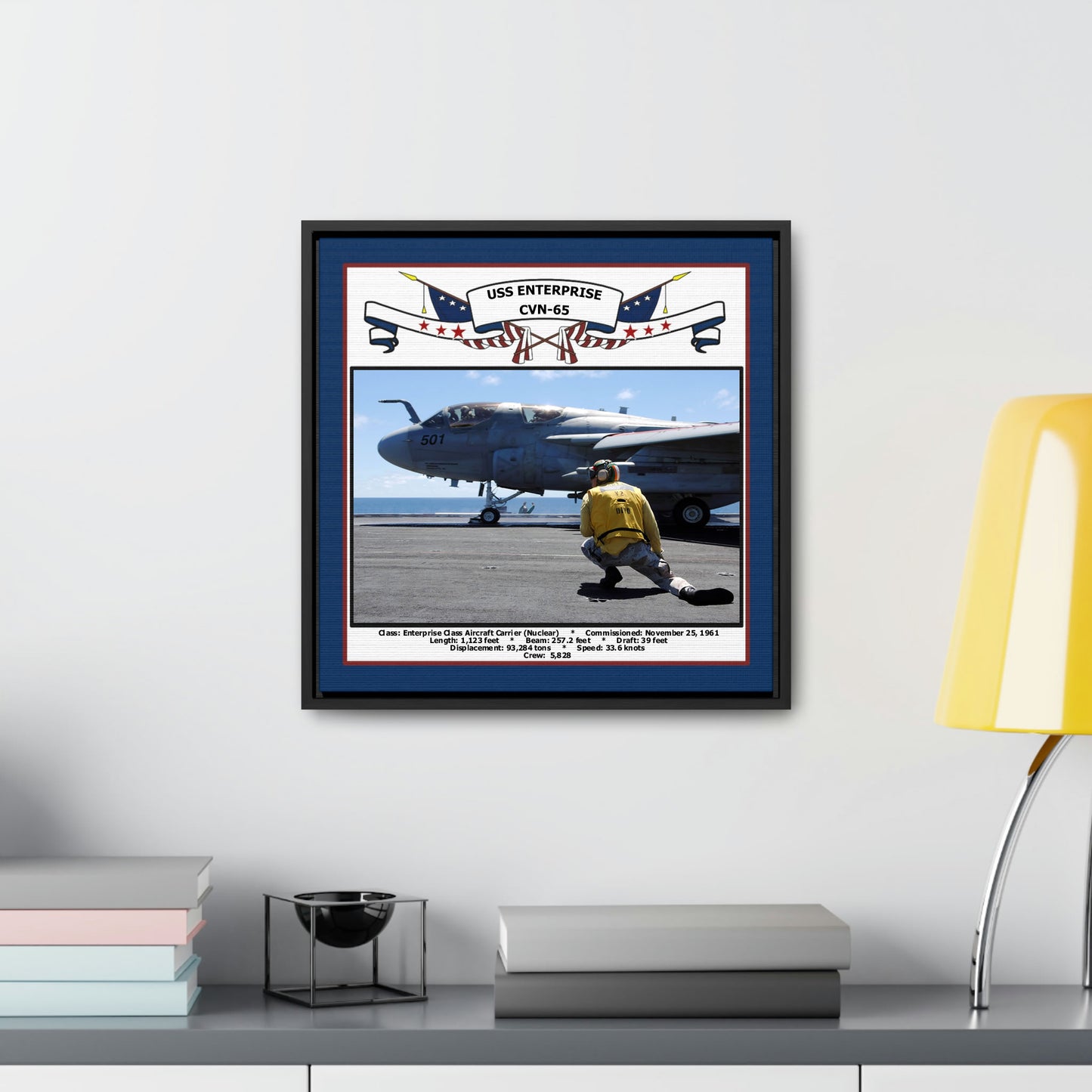 USS Enterprise CVN-65 Navy Floating Frame Photo Desk View