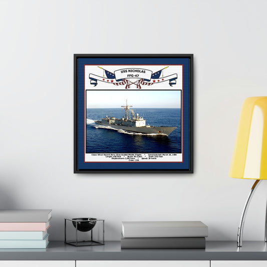 USS Nicholas FFG-47 Navy Floating Frame Photo Desk View