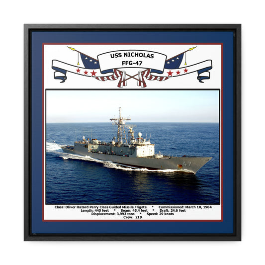 USS Nicholas FFG-47 Navy Floating Frame Photo Front View