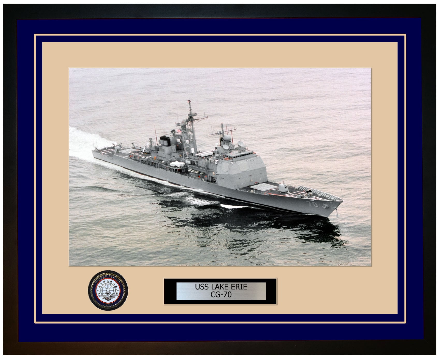 USS LAKE ERIE CG-70 Framed Navy Ship Photo Blue