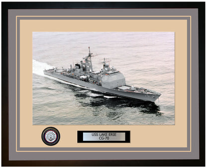 USS LAKE ERIE CG-70 Framed Navy Ship Photo Grey