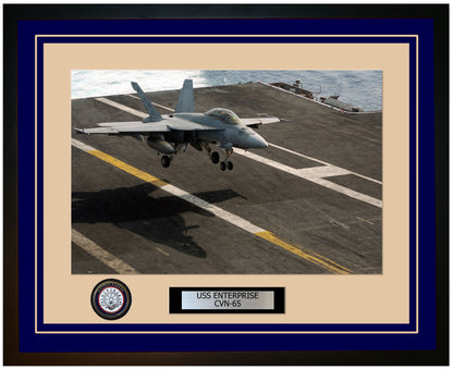 USS ENTERPRISE CVN-65 Framed Navy Ship Photo Blue