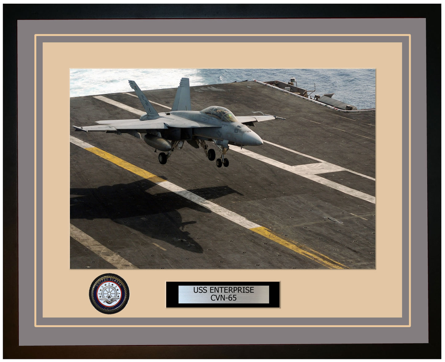 USS ENTERPRISE CVN-65 Framed Navy Ship Photo Grey