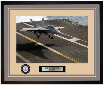 USS ENTERPRISE CVN-65 Framed Navy Ship Photo Grey