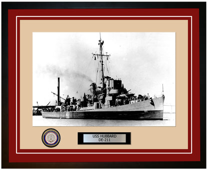 USS Hubbard DE-211 Framed Navy Ship Photo Burgundy