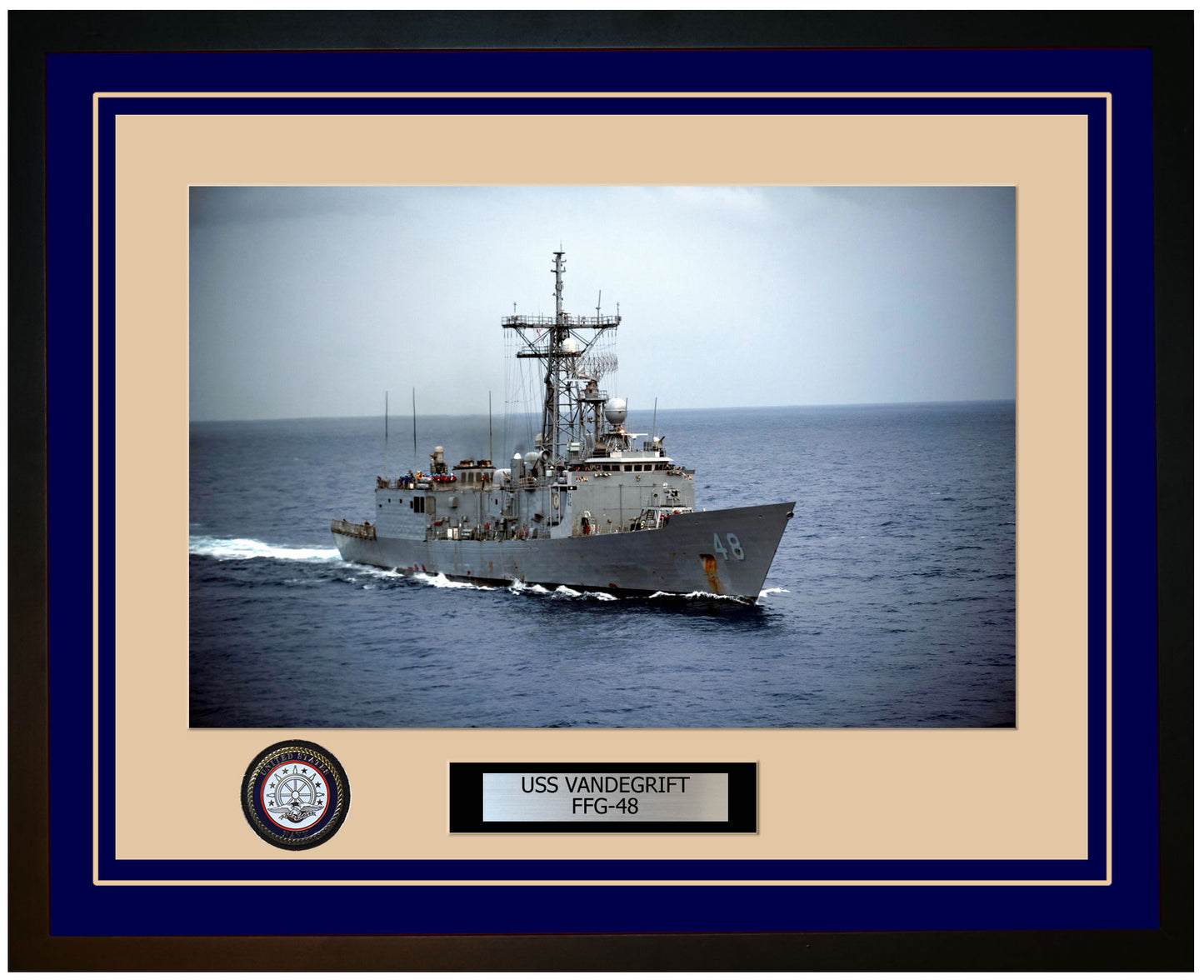 USS VANDEGRIFT FFG-48 Framed Navy Ship Photo Blue