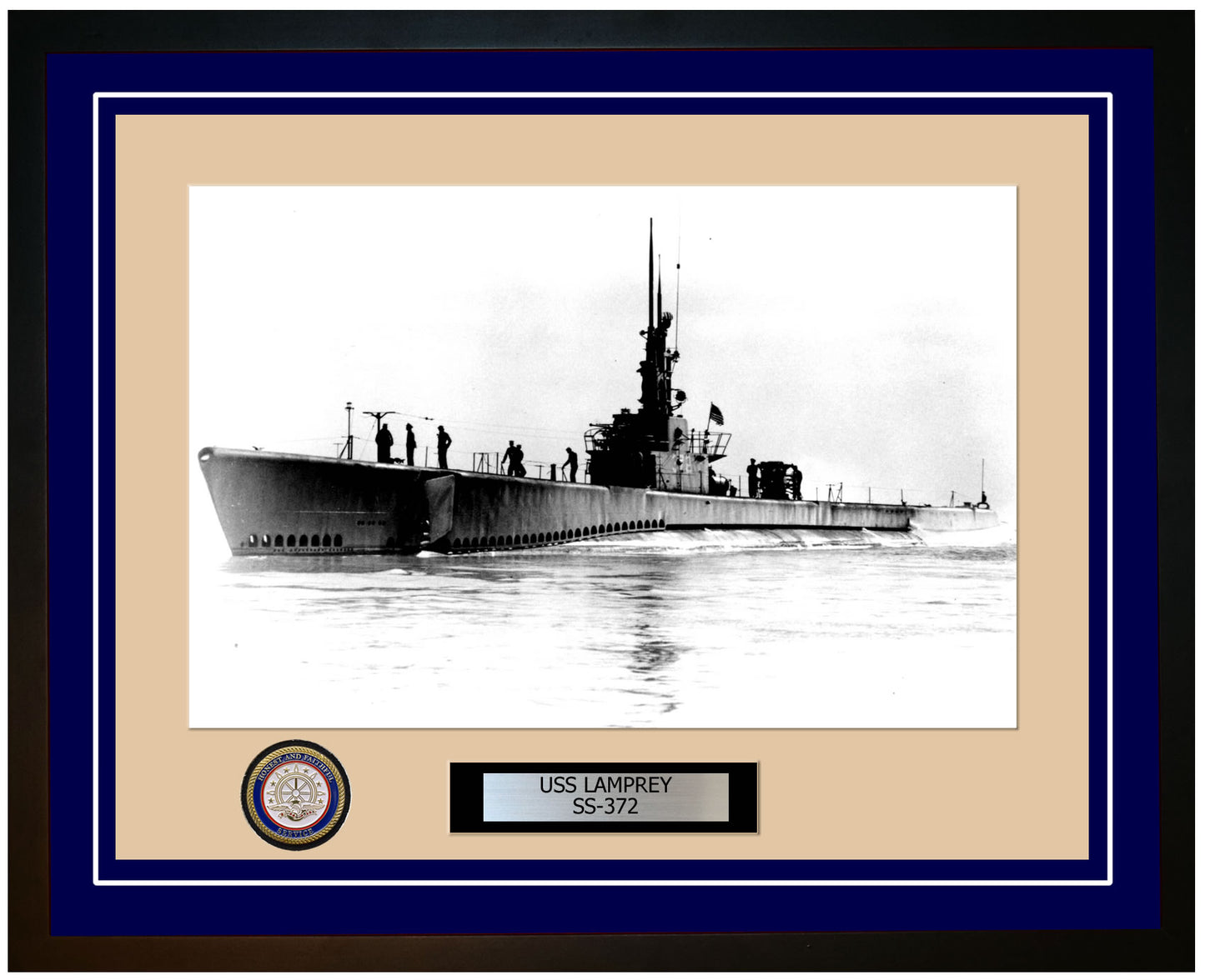 USS Lamprey SS-372 Framed Navy Ship Photo Blue
