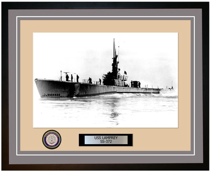 USS Lamprey SS-372 Framed Navy Ship Photo Grey