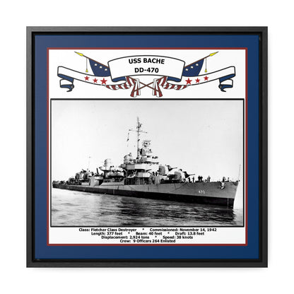 USS Bache DD-470 Navy Floating Frame Photo Front View