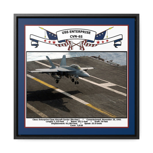 USS Enterprise CVN-65 Navy Floating Frame Photo Front View