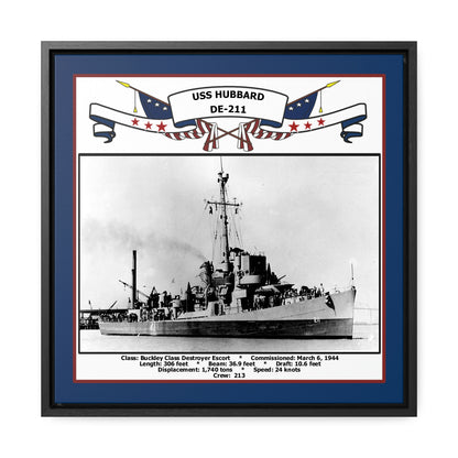 USS Hubbard DE-211 Navy Floating Frame Photo Front View