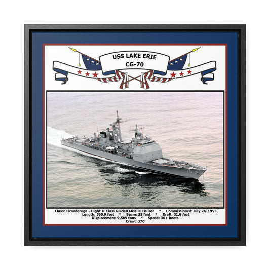 USS Lake Erie CG-70 Navy Floating Frame Photo Front View