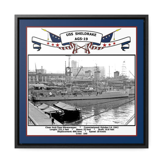 USS Sheldrake AGS-19 Navy Floating Frame Photo Front View