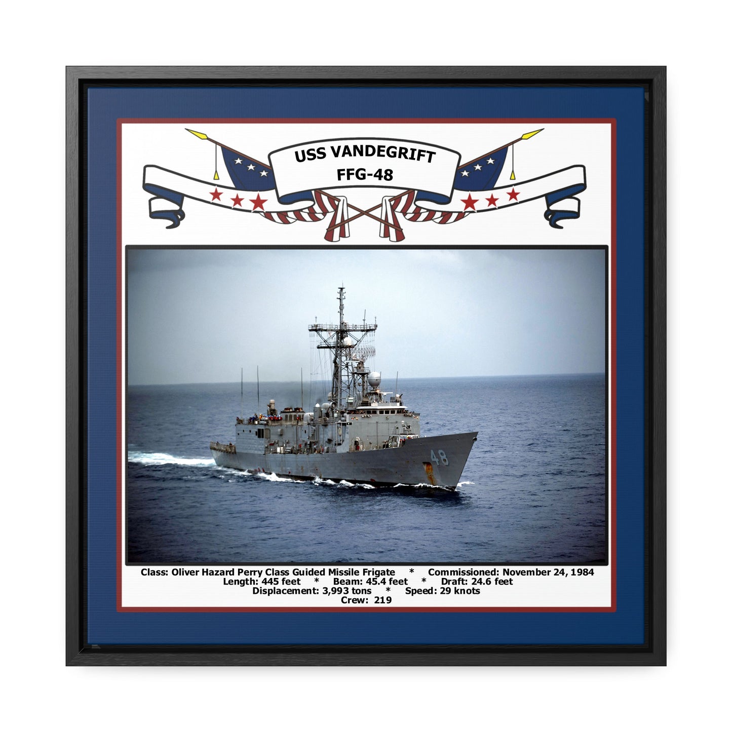 USS Vandegrift FFG-48 Navy Floating Frame Photo Front View
